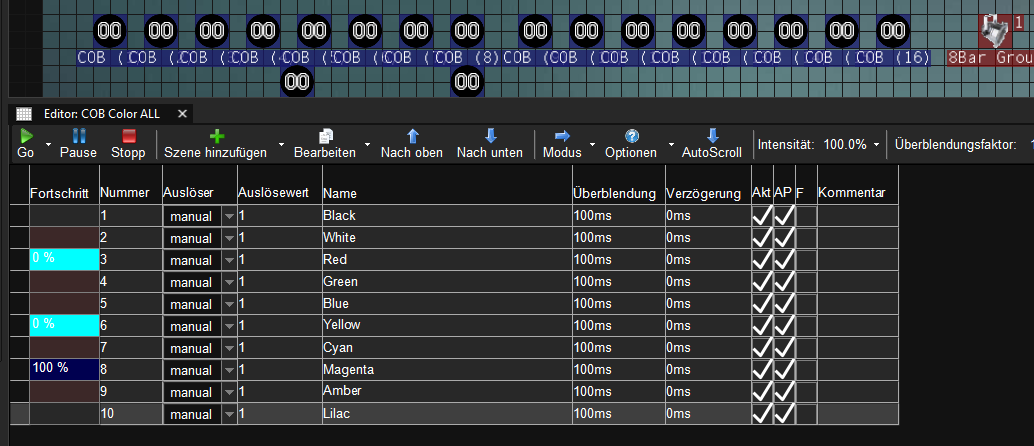 DMXC 3.3.0 RC3: Beim Öffnen eines Projekts wird 1. Cuelist wir ...